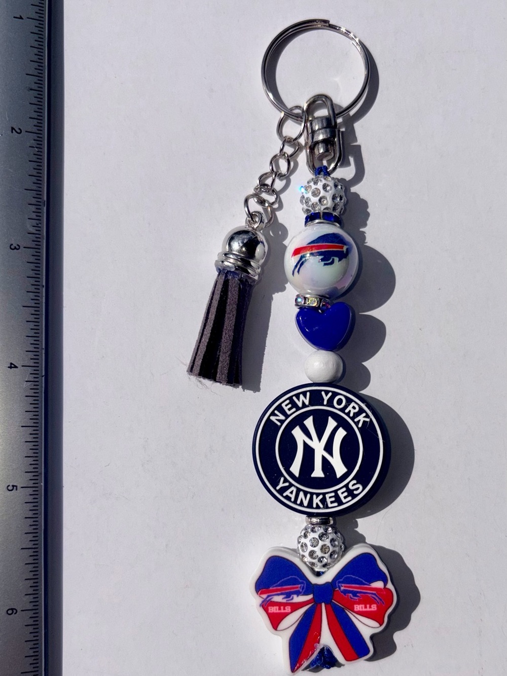 Handmade NY Yankees x Buffalo Bills Keychain 6- Inch